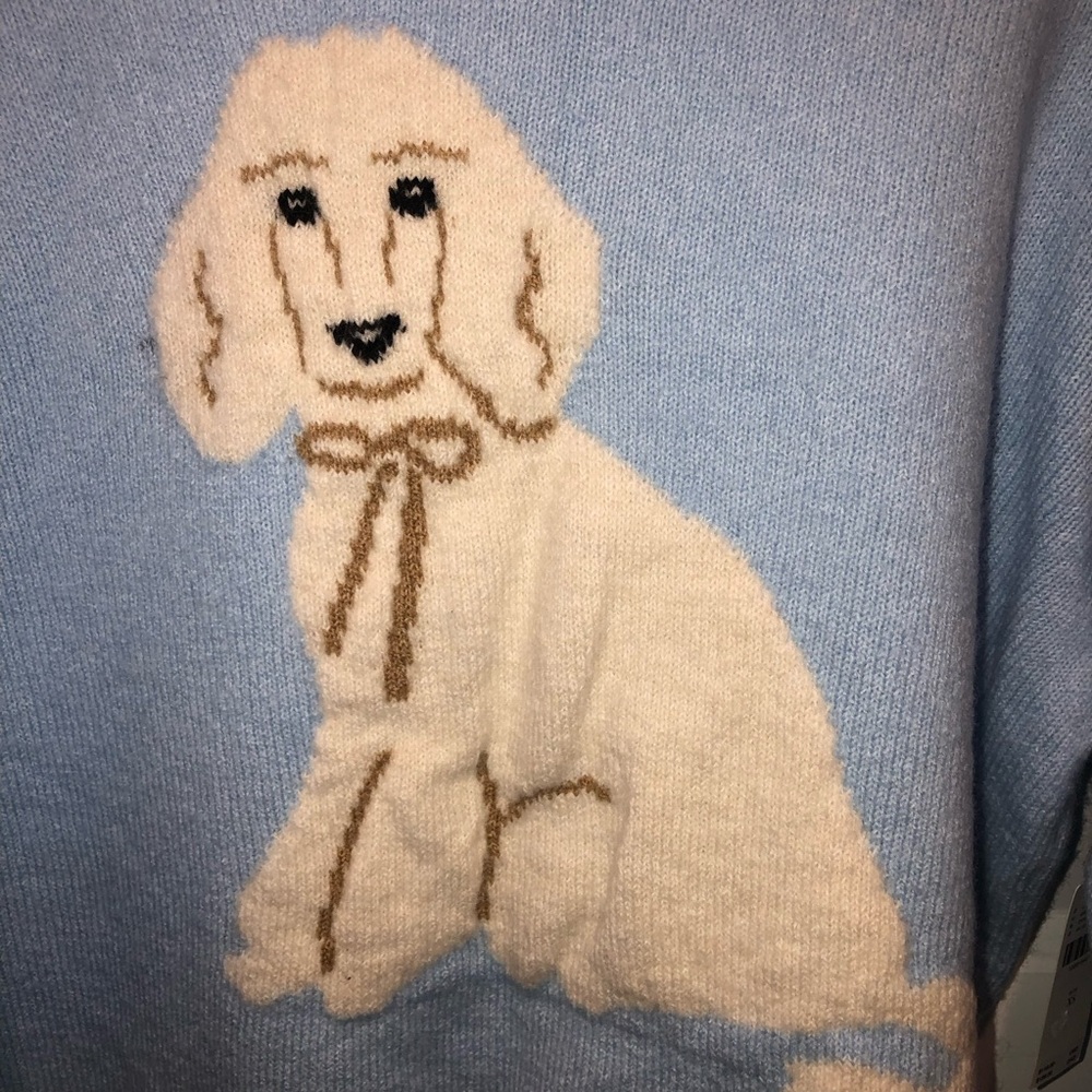 New Anthropologie x Maeve Crew Neck Poodle Dog Icon Pullover Sweater sz XS - Picture 6 of 8